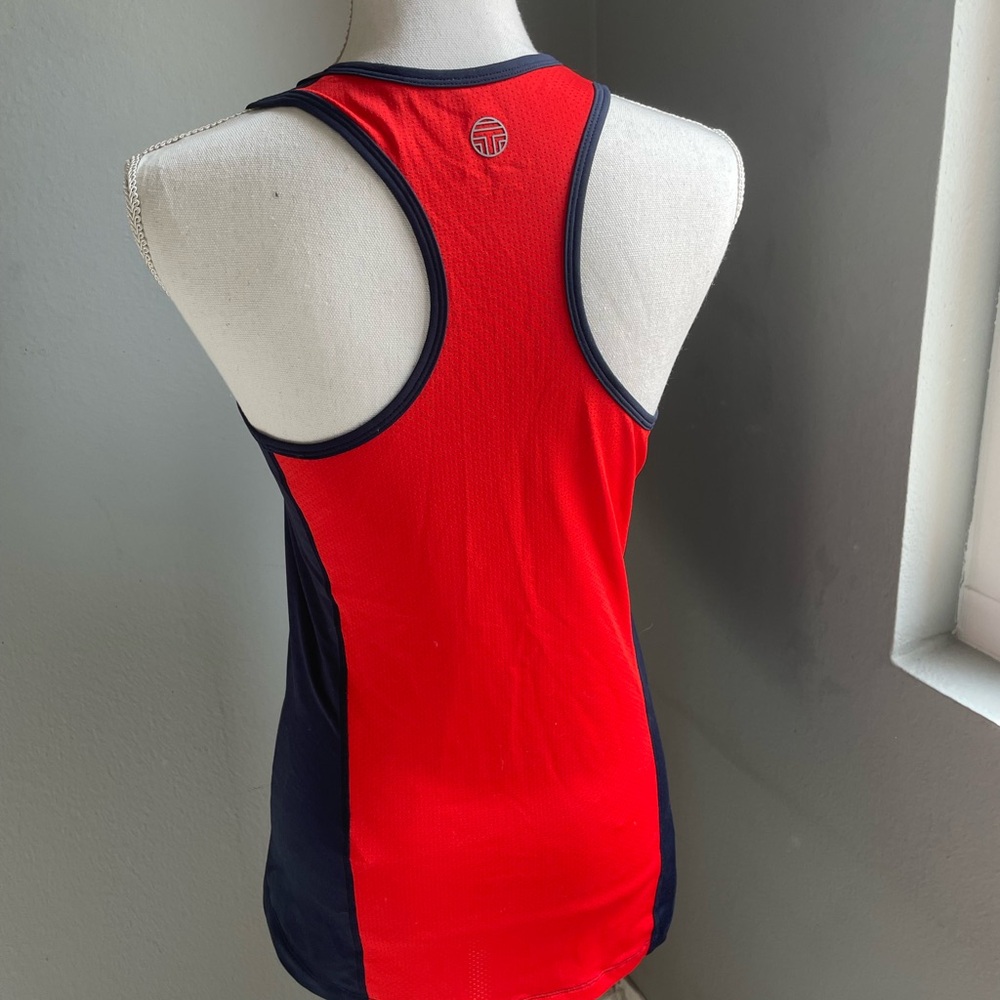Tory Sport Red and Blue Fitted Tank Top